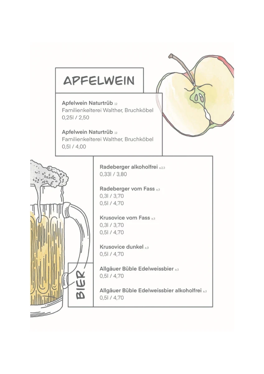 Speisekarte, Deins Restaurant