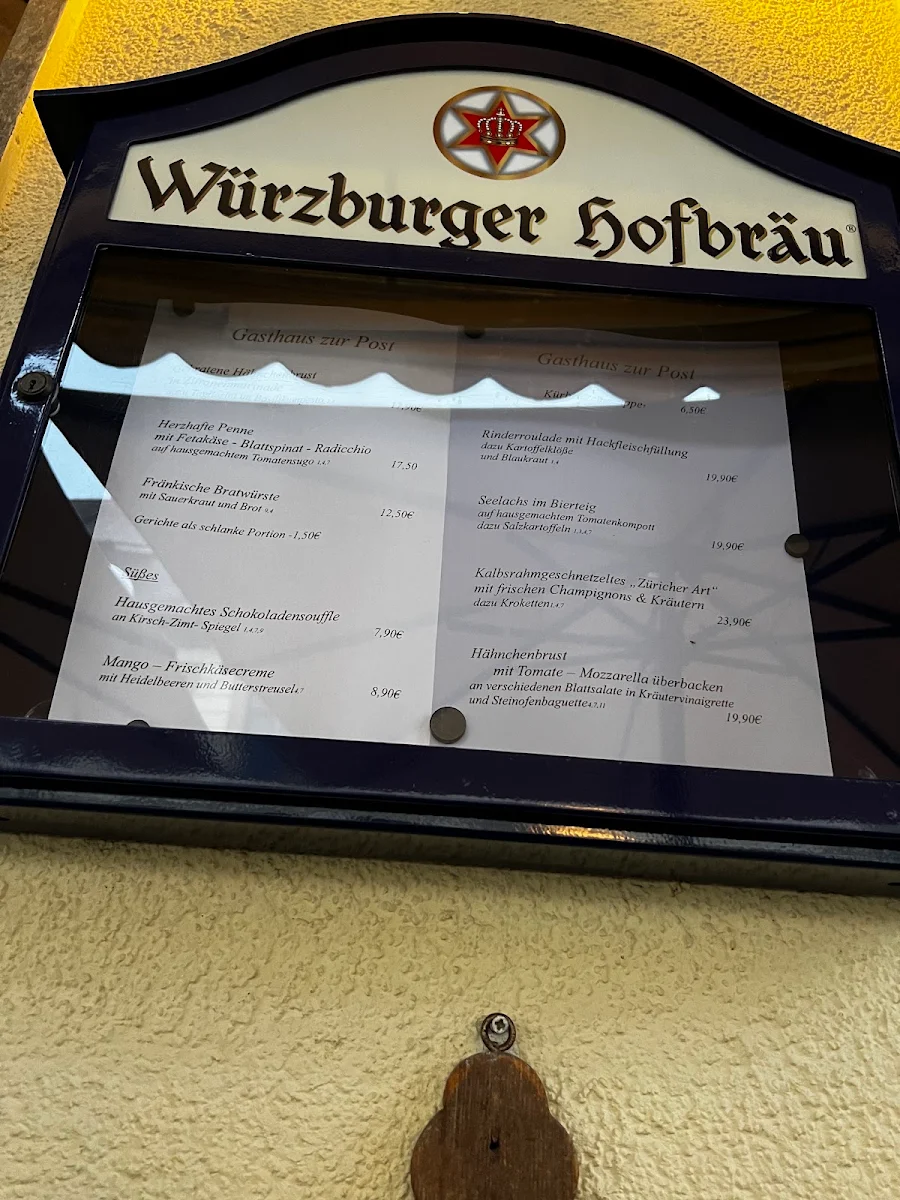 Speisekarte, Zur Post