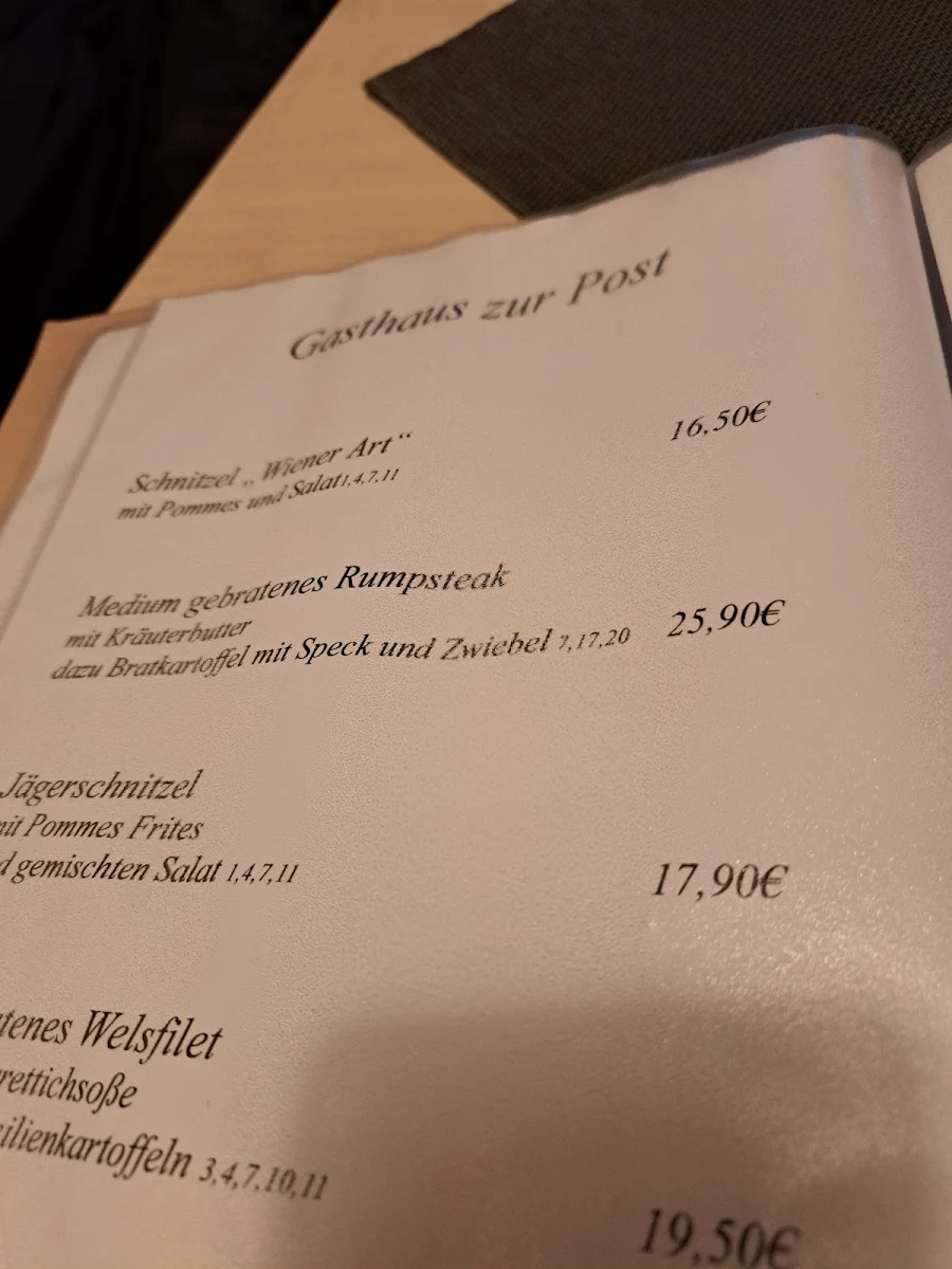 Speisekarte, Zur Post