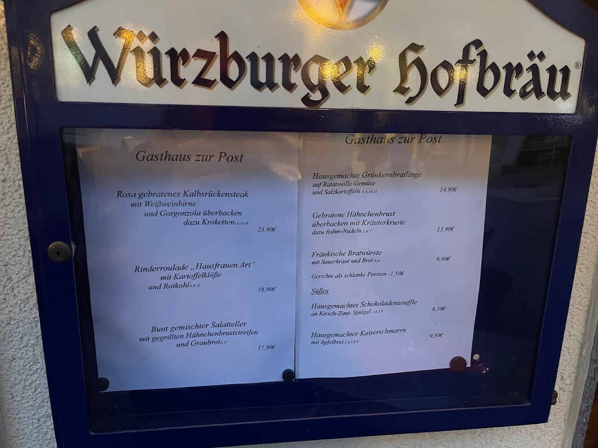 Speisekarte, Zur Post