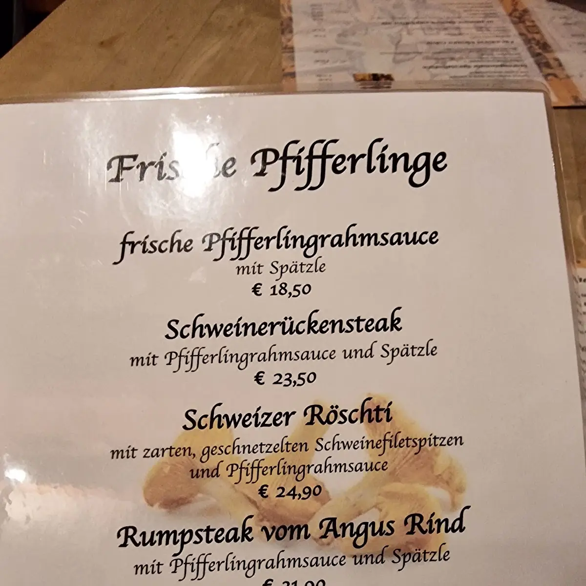 Speisekarte, Schatull