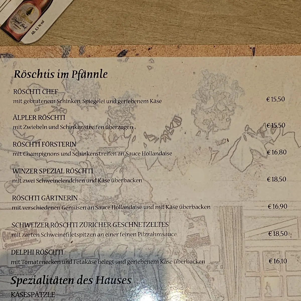 Speisekarte, Schatull
