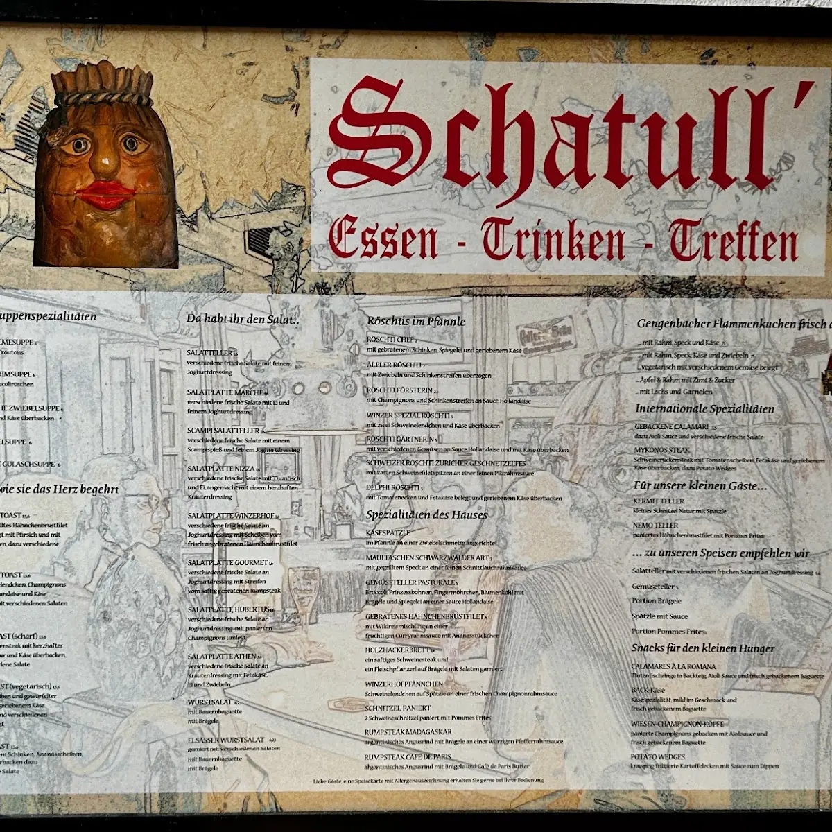 Speisekarte, Schatull