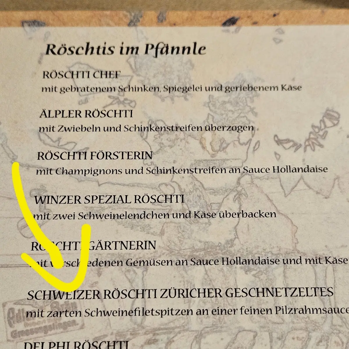 Speisekarte, Schatull