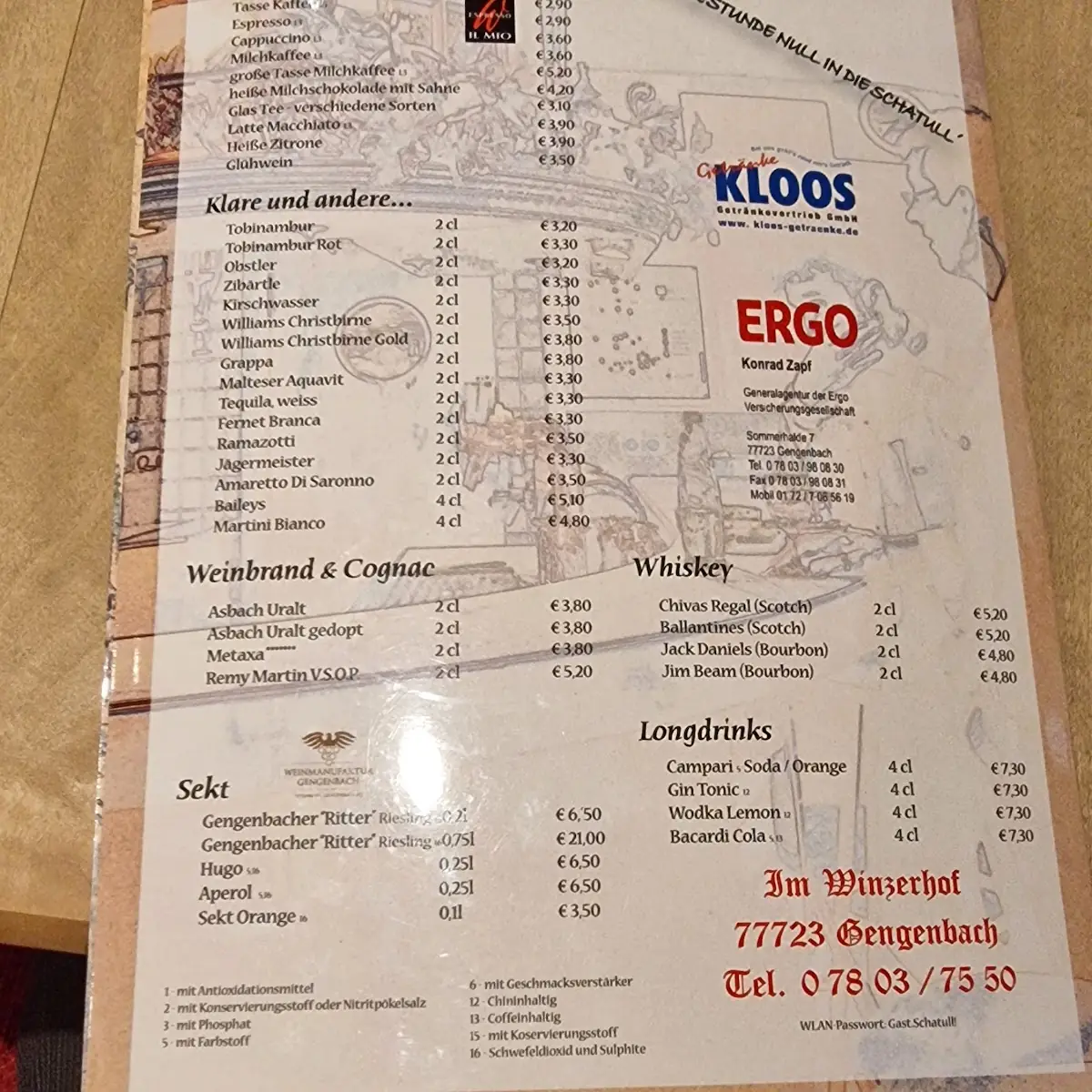 Speisekarte, Schatull