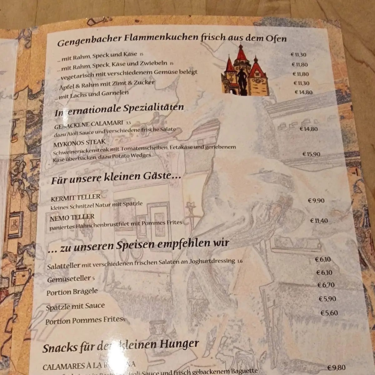 Speisekarte, Schatull