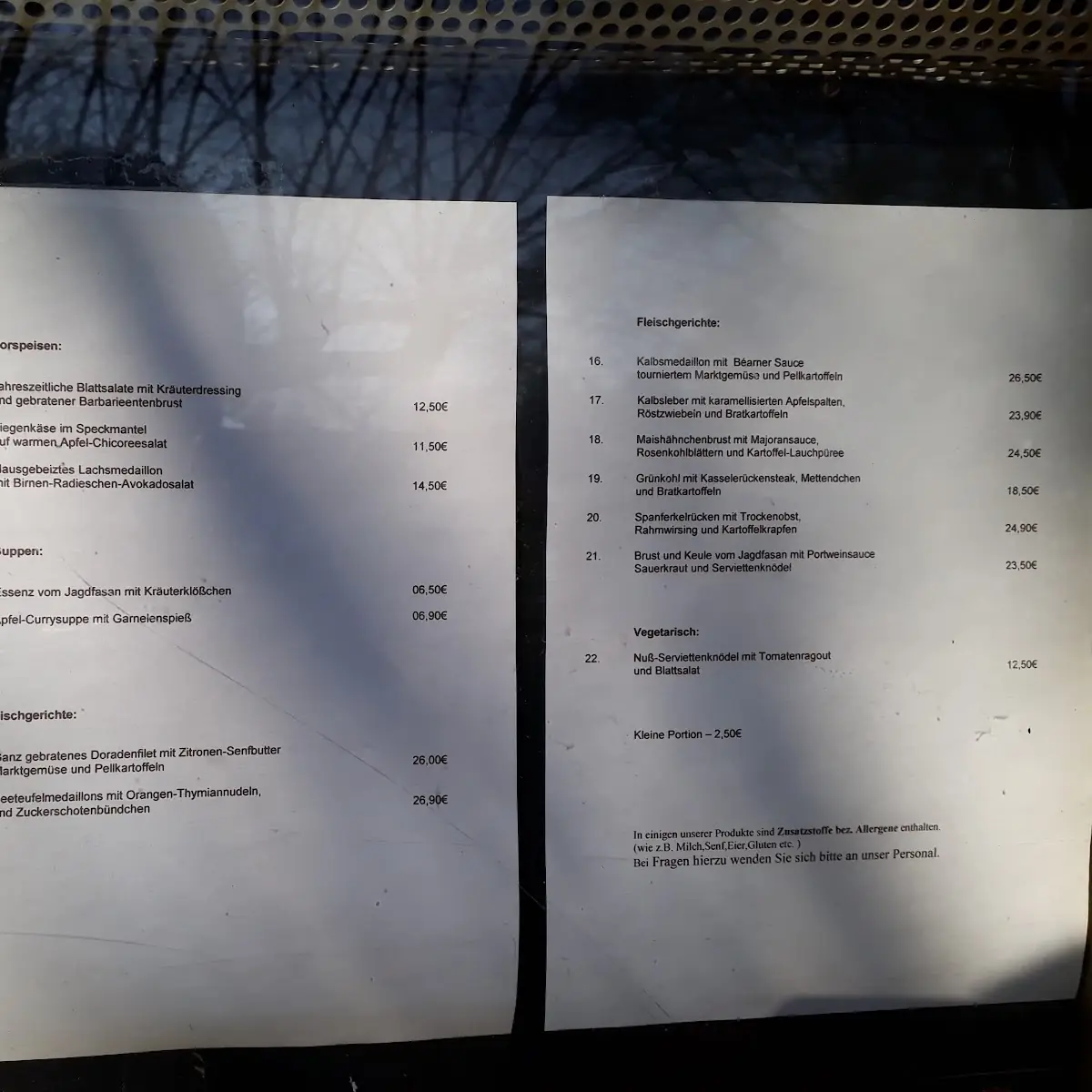 Speisekarte, Restaurant Hoffschulte