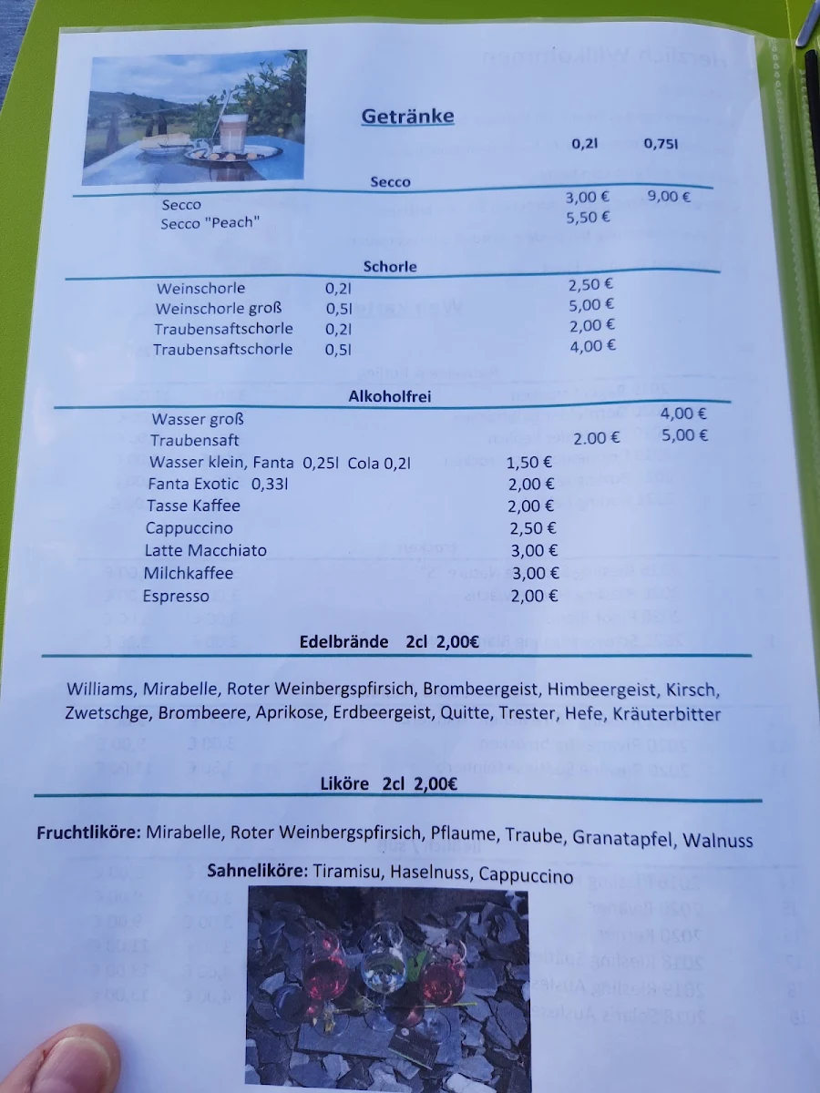 Speisekarte, Weingut Ebert GbR