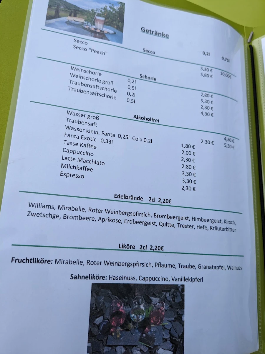 Speisekarte, Weingut Ebert GbR