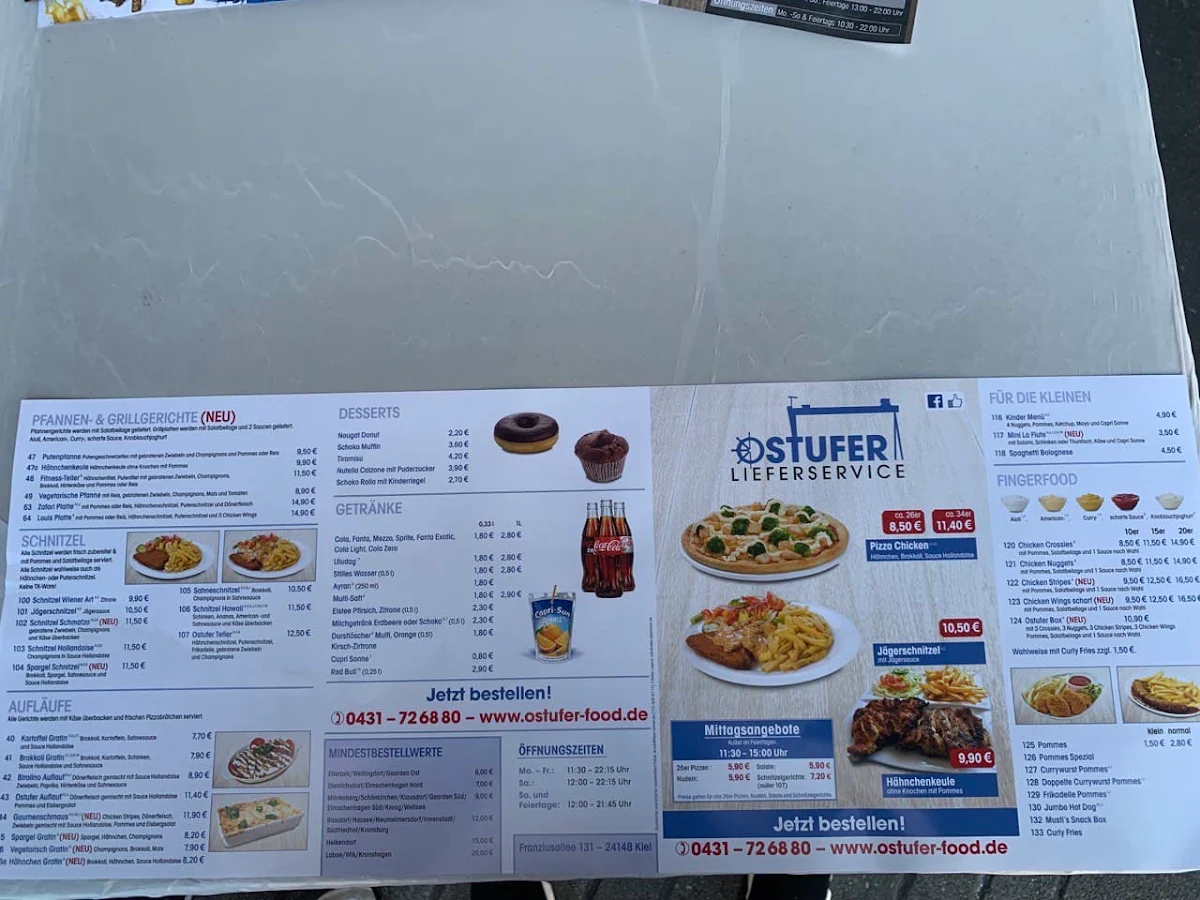 Speisekarte, Ostufer-Grill