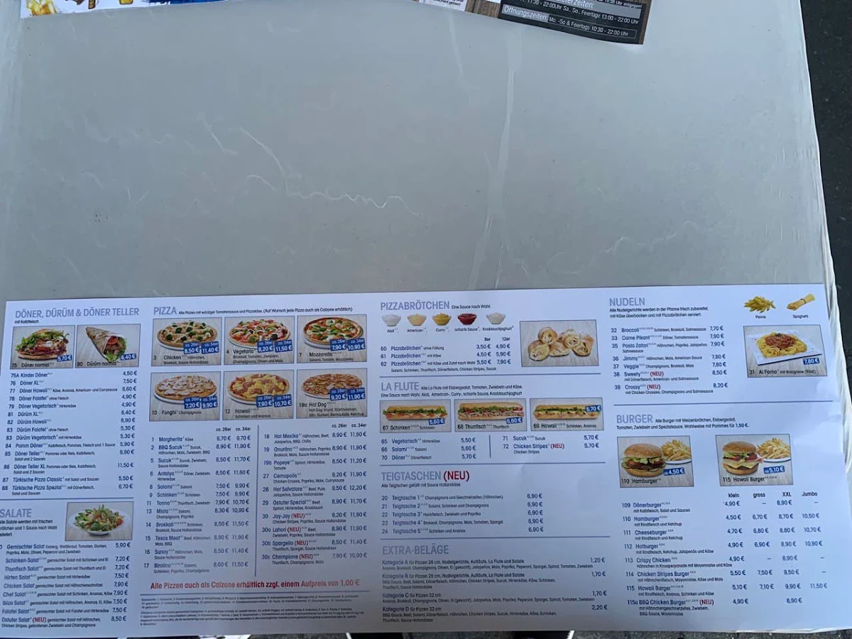 Speisekarte, Ostufer-Grill