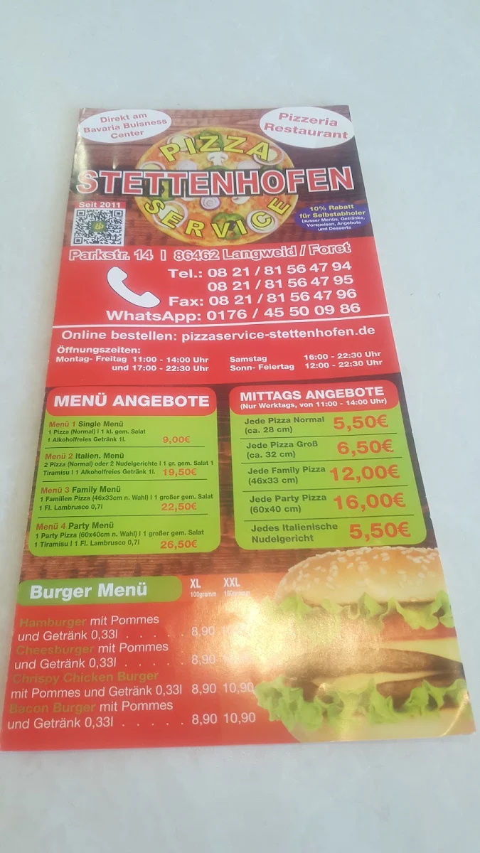 Speisekarte, Meine Essen Pizzaservice