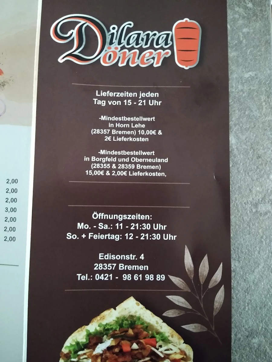 Speisekarte, Dilara Döner