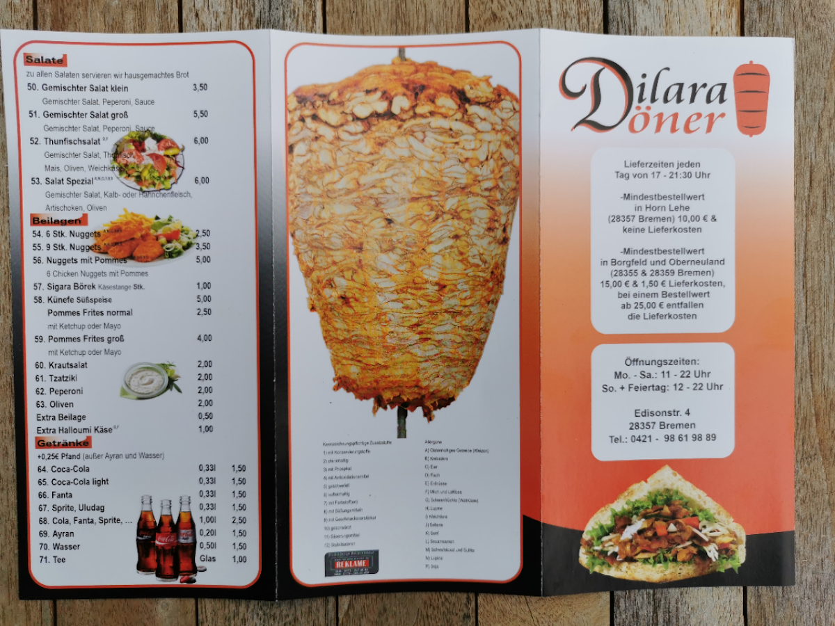 Speisekarte, Dilara Döner