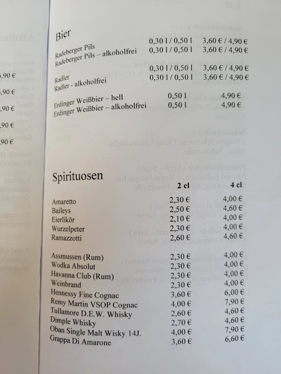 Speisekarte, Schlosscafé Schöneiche