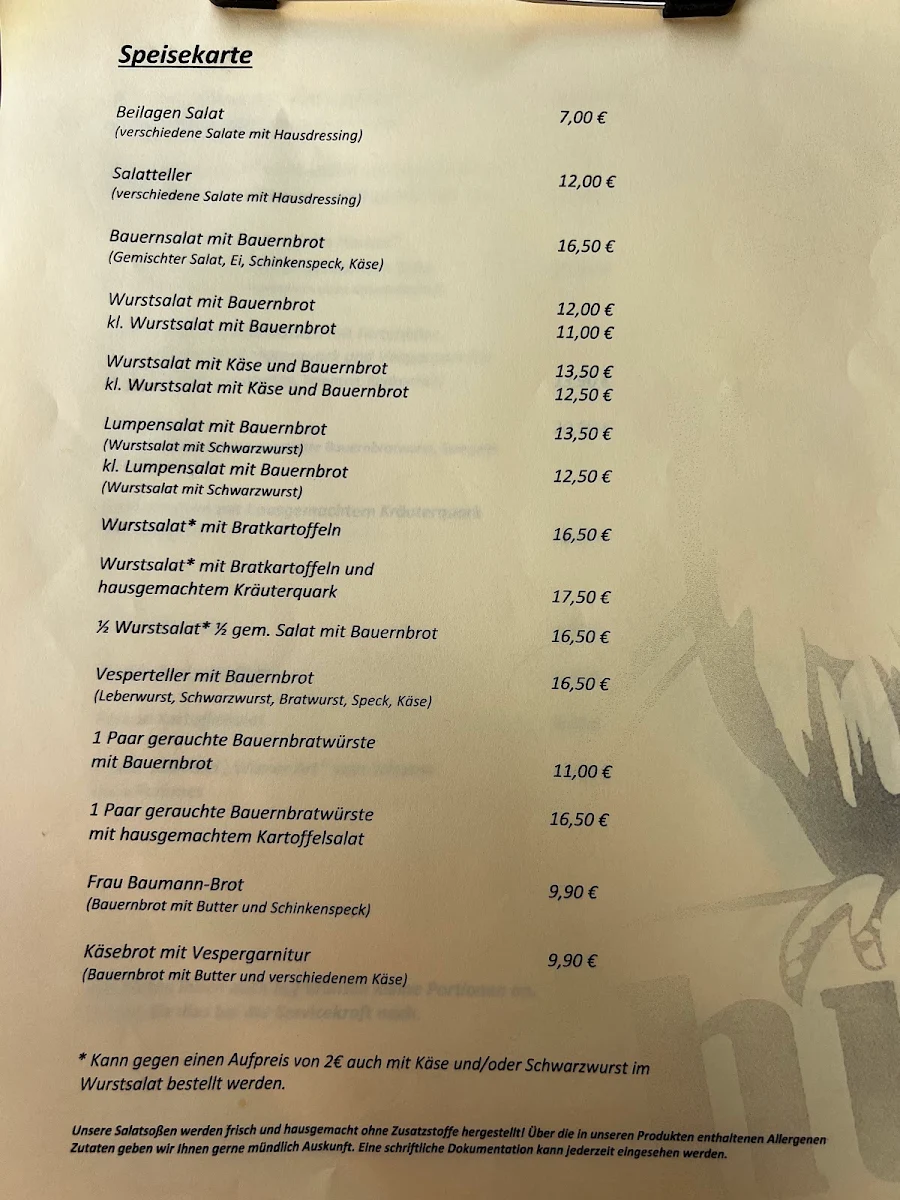 Speisekarte, Uhu Gut Binder