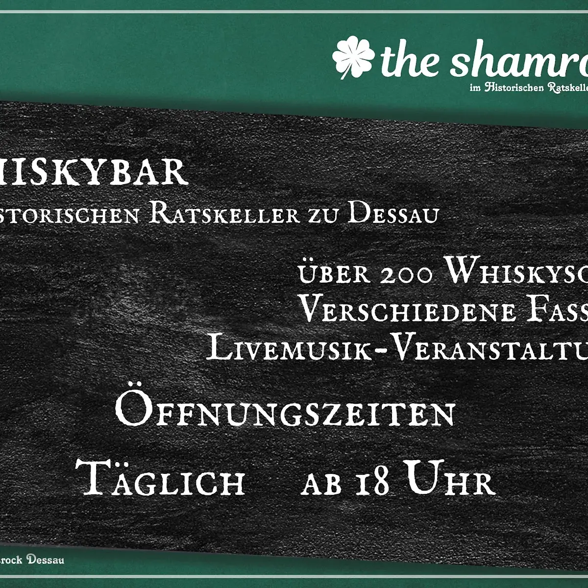 Speisekarte, Shamrock im Historischen Ratskeller zu Dessau