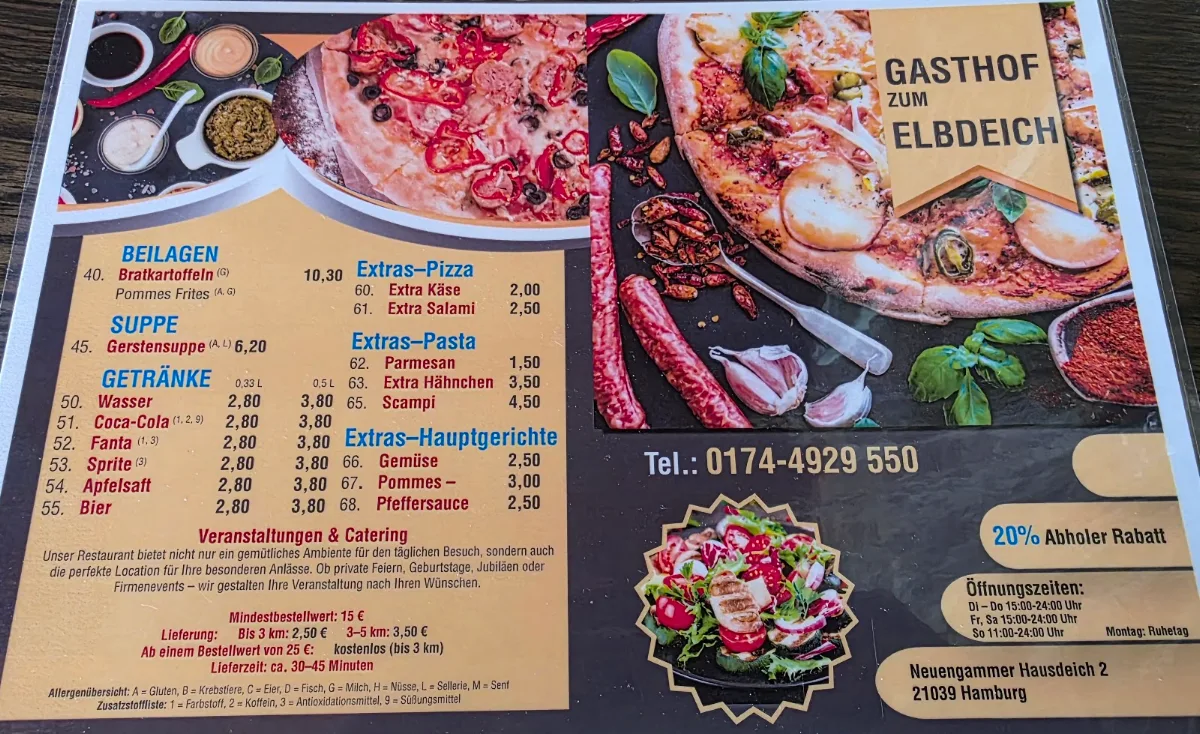 Speisekarte, Zum Elbdeich