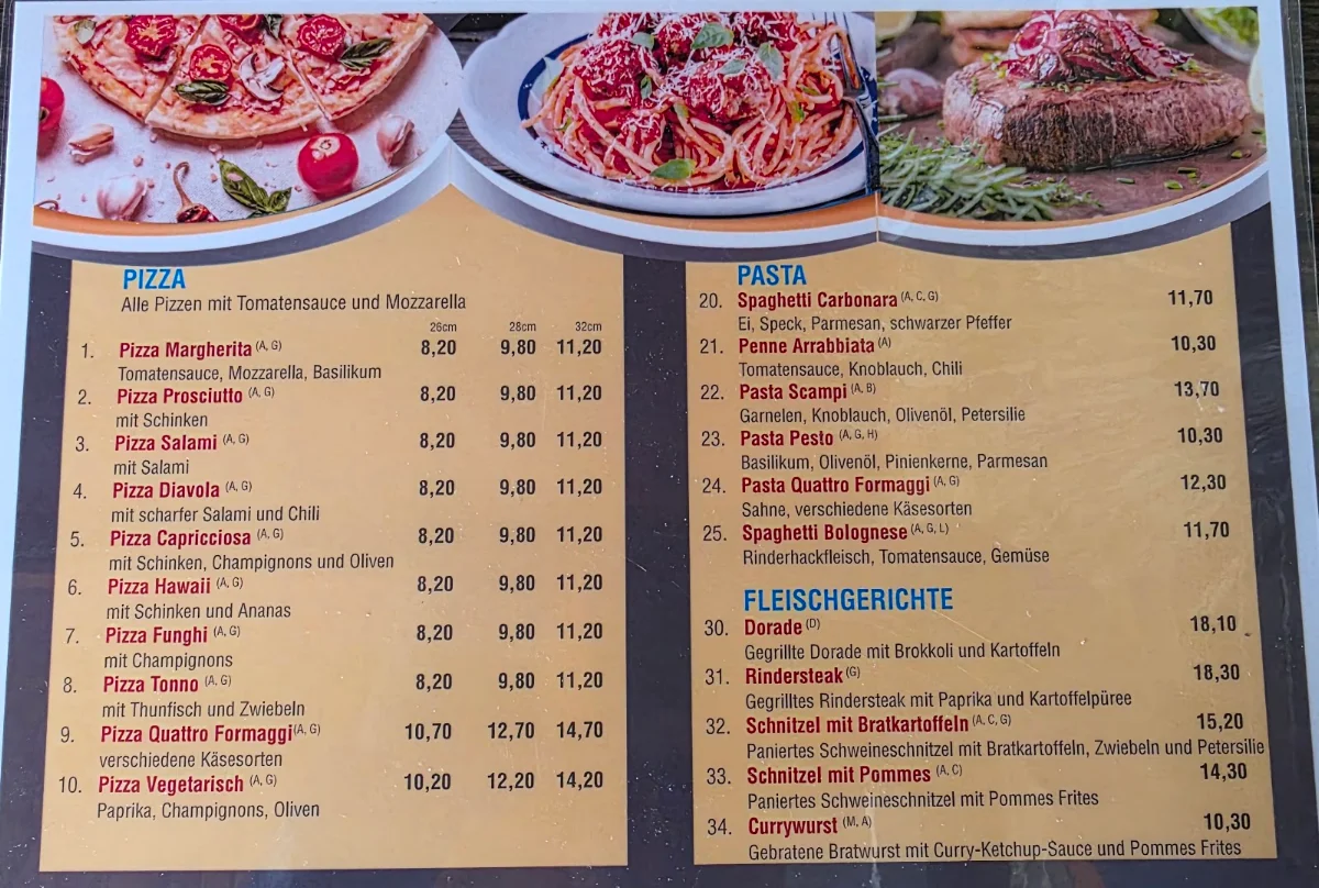 Speisekarte, Zum Elbdeich