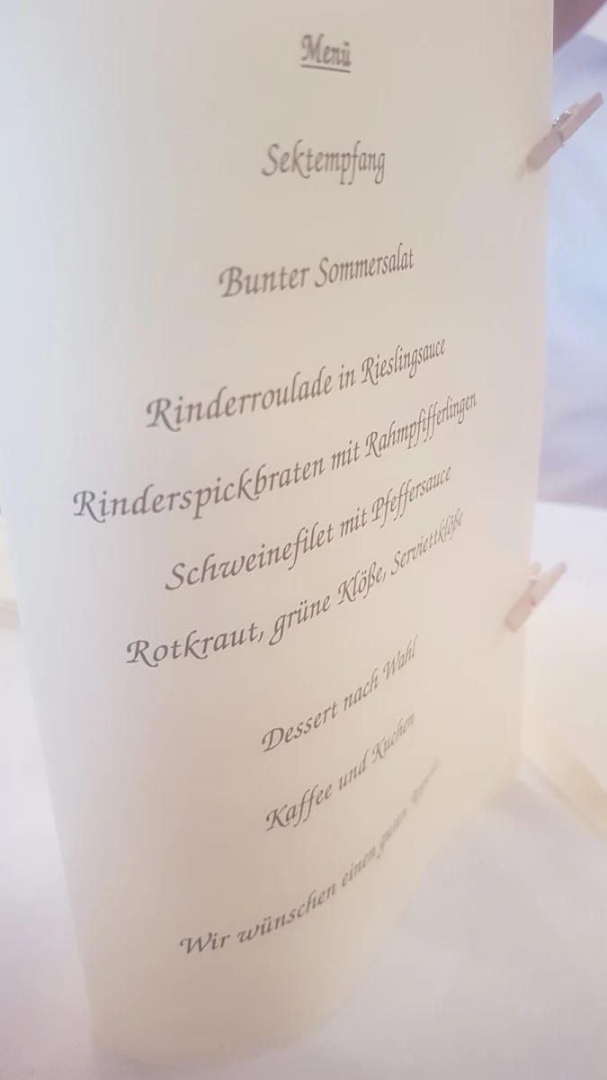 Speisekarte, Gasthof Stricker