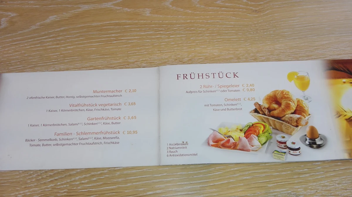 Speisekarte, Stadtbäcker Wurm