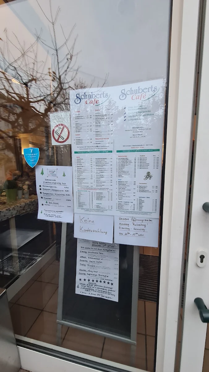 Speisekarte, Schubert's Cafe