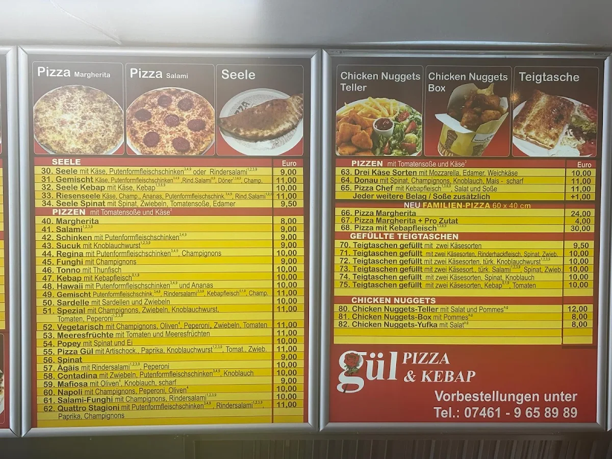 Speisekarte, Gül Pizza & Kebap