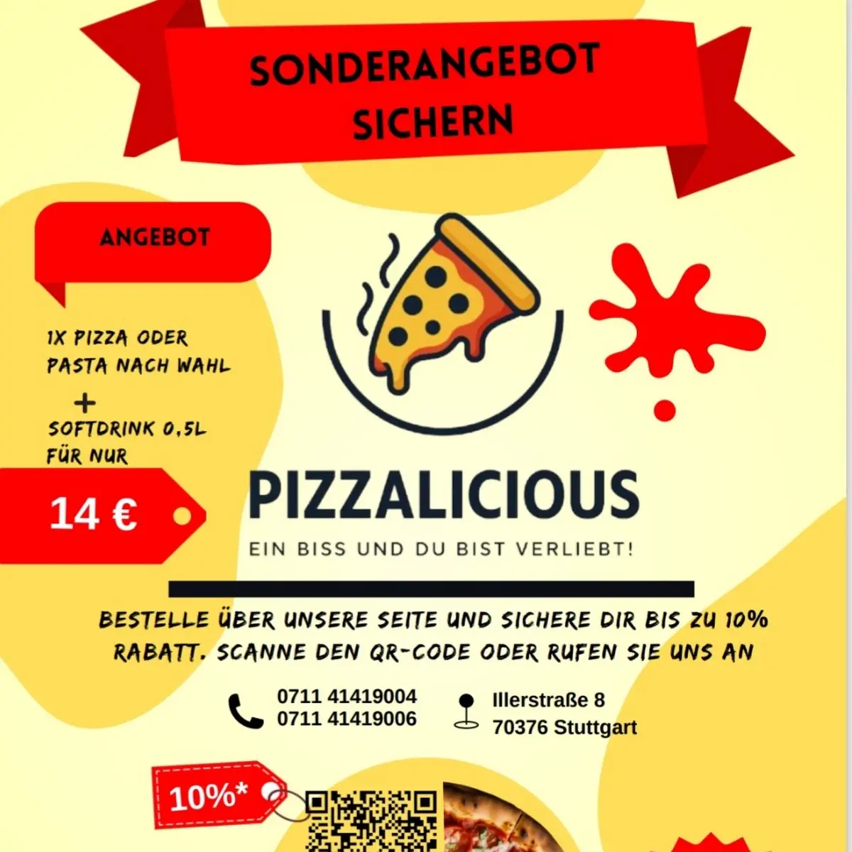 Speisekarte, Pizzalicious