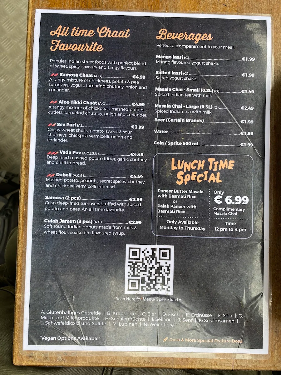 Speisekarte, Dosa and More