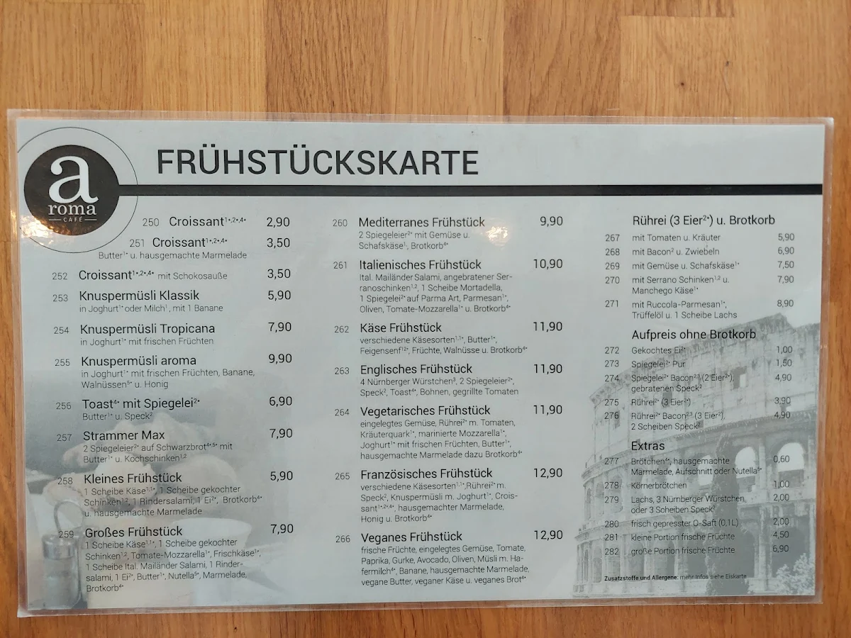 Speisekarte, aroma Café