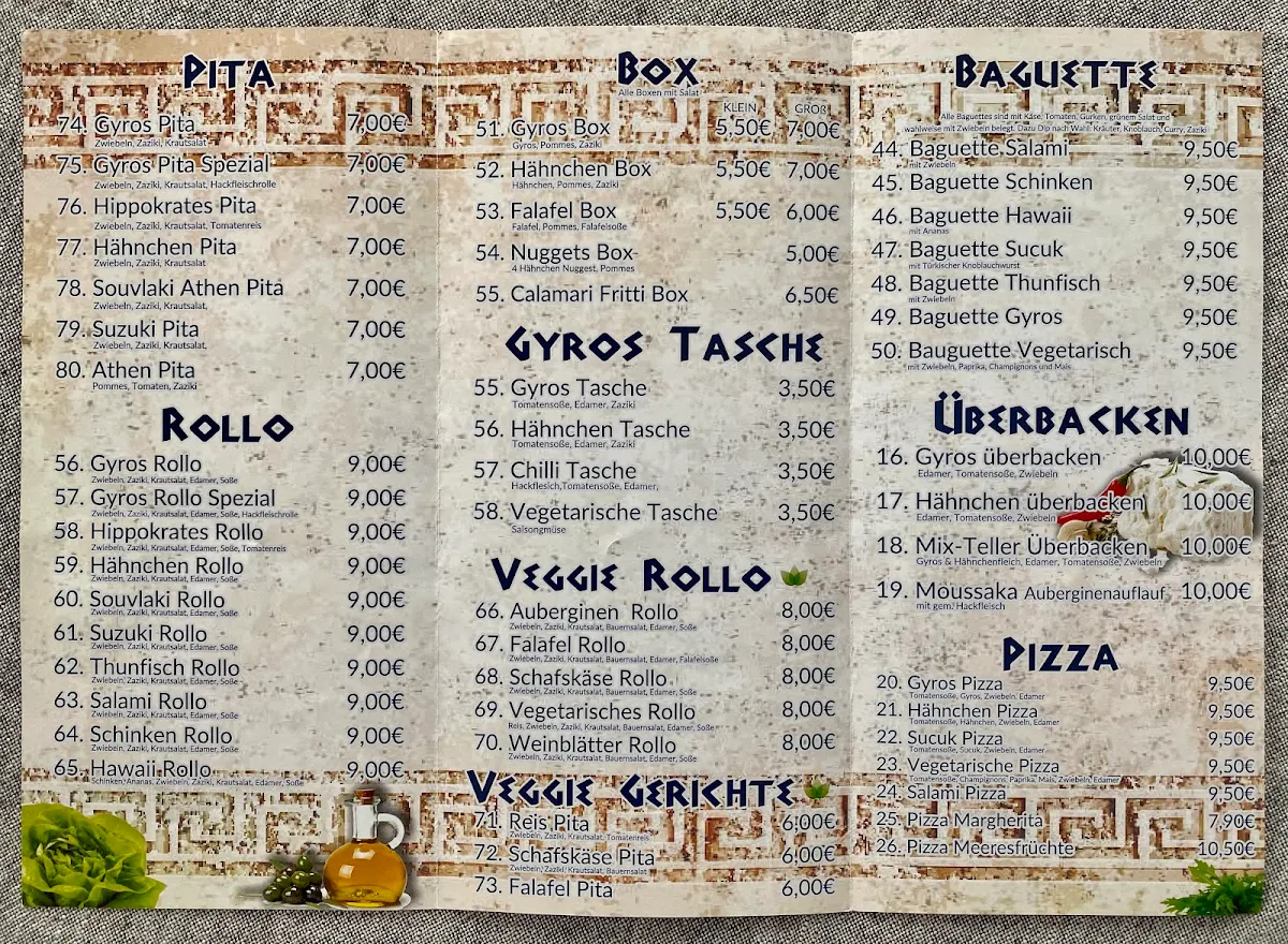 Speisekarte, Hippokrates Weserpark