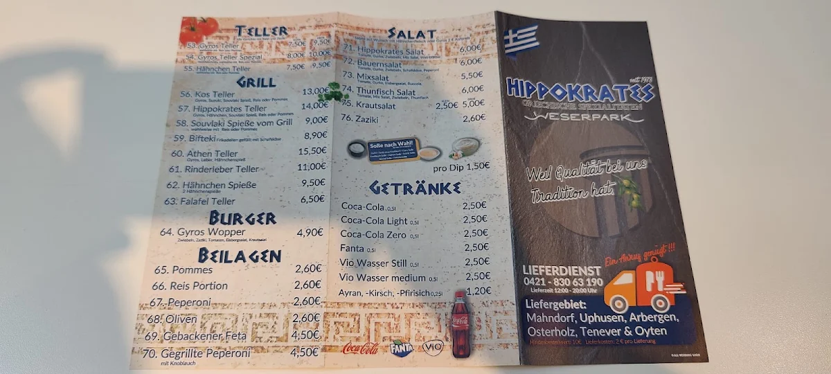 Speisekarte, Hippokrates Weserpark