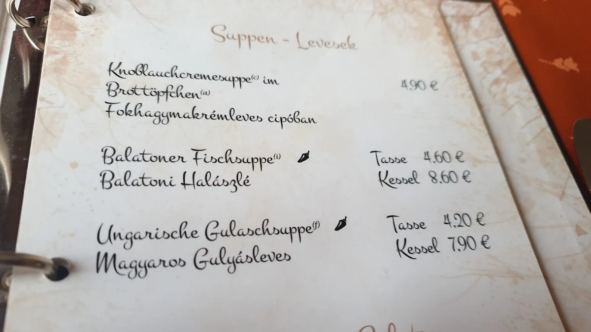 Speisekarte, Hungarica Exzellent