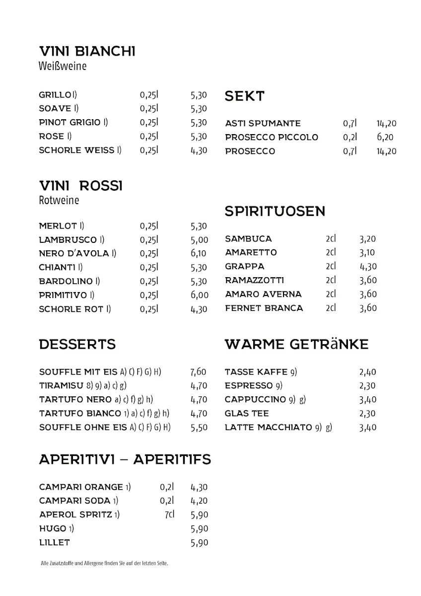 Speisekarte, Il Caminetto