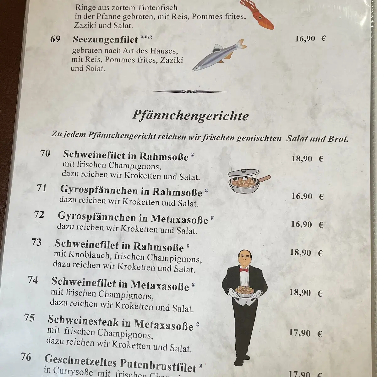 Speisekarte, Restaurant Stobi