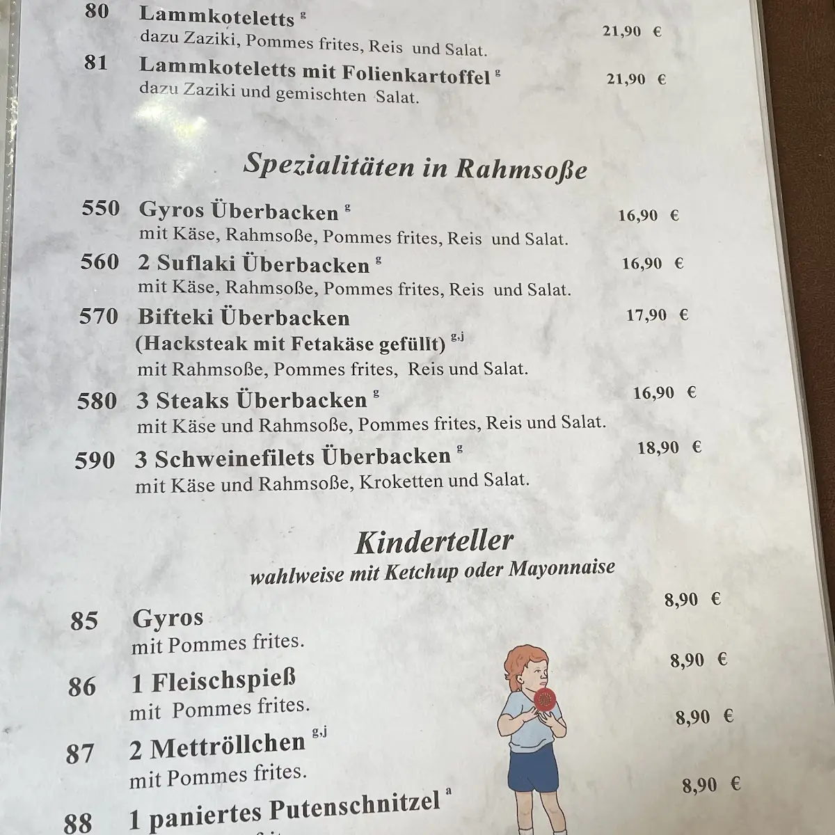Speisekarte, Restaurant Stobi