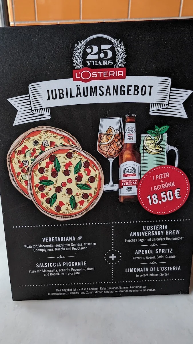 Speisekarte, L'Osteria Hamburg-Winterhude