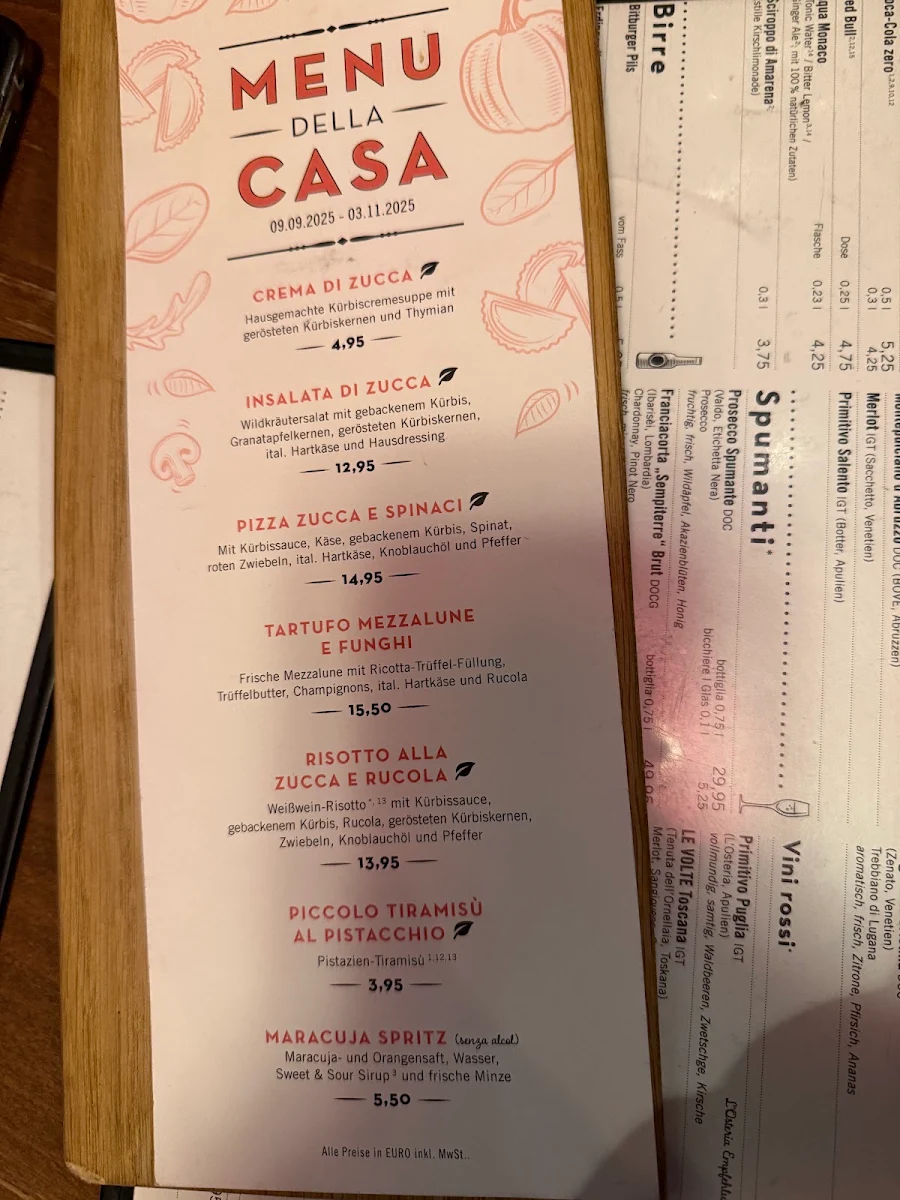 Speisekarte, L'Osteria Hamburg-Winterhude