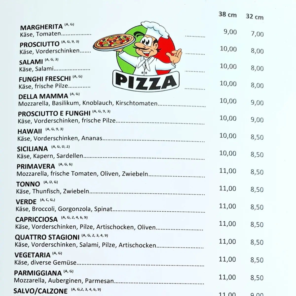 Speisekarte, Osteria Pizza e Pasta Lucia & Lory