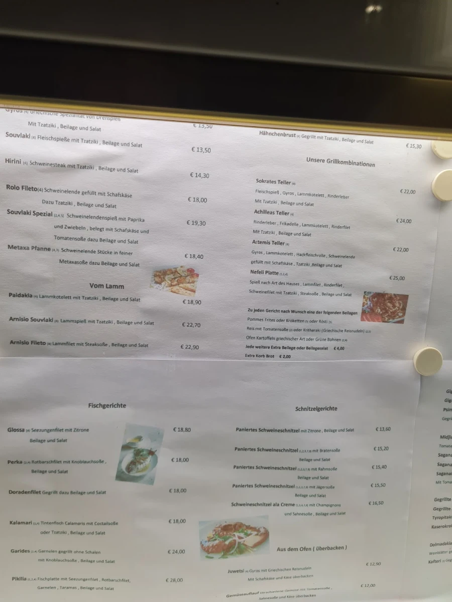 Speisekarte, Restaurant Nefeli