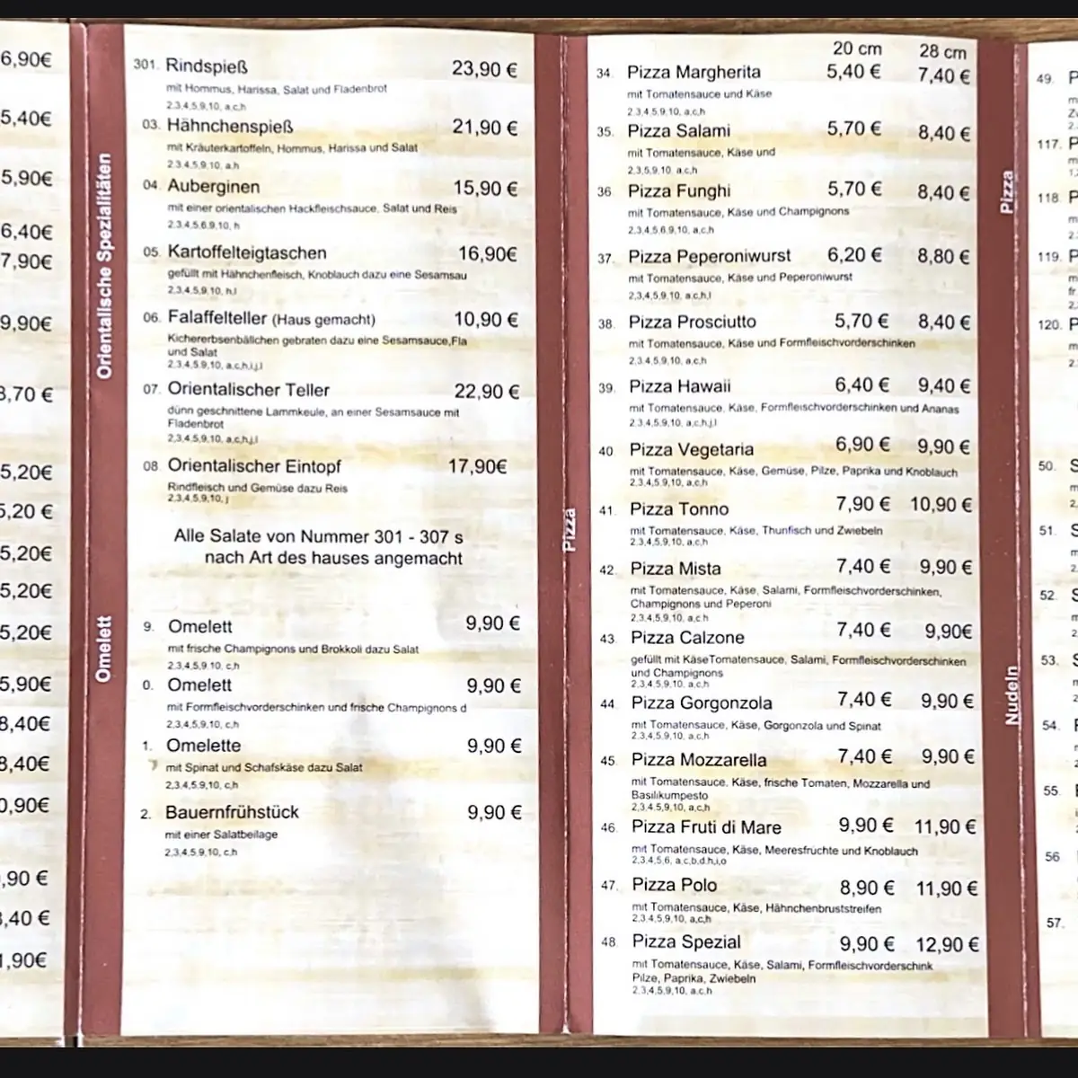 Speisekarte, Rasthaus Bad Hersfeld