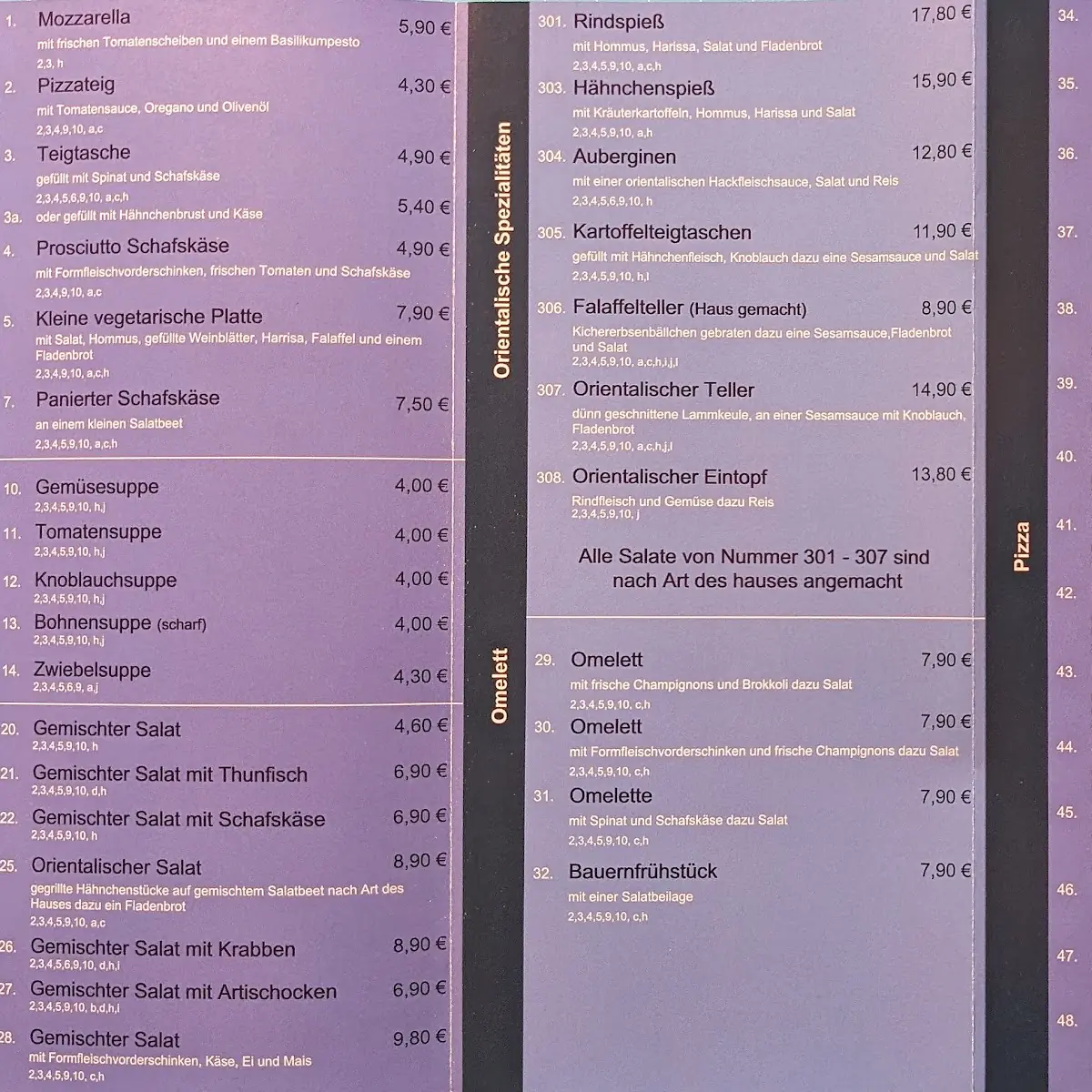 Speisekarte, Rasthaus Bad Hersfeld