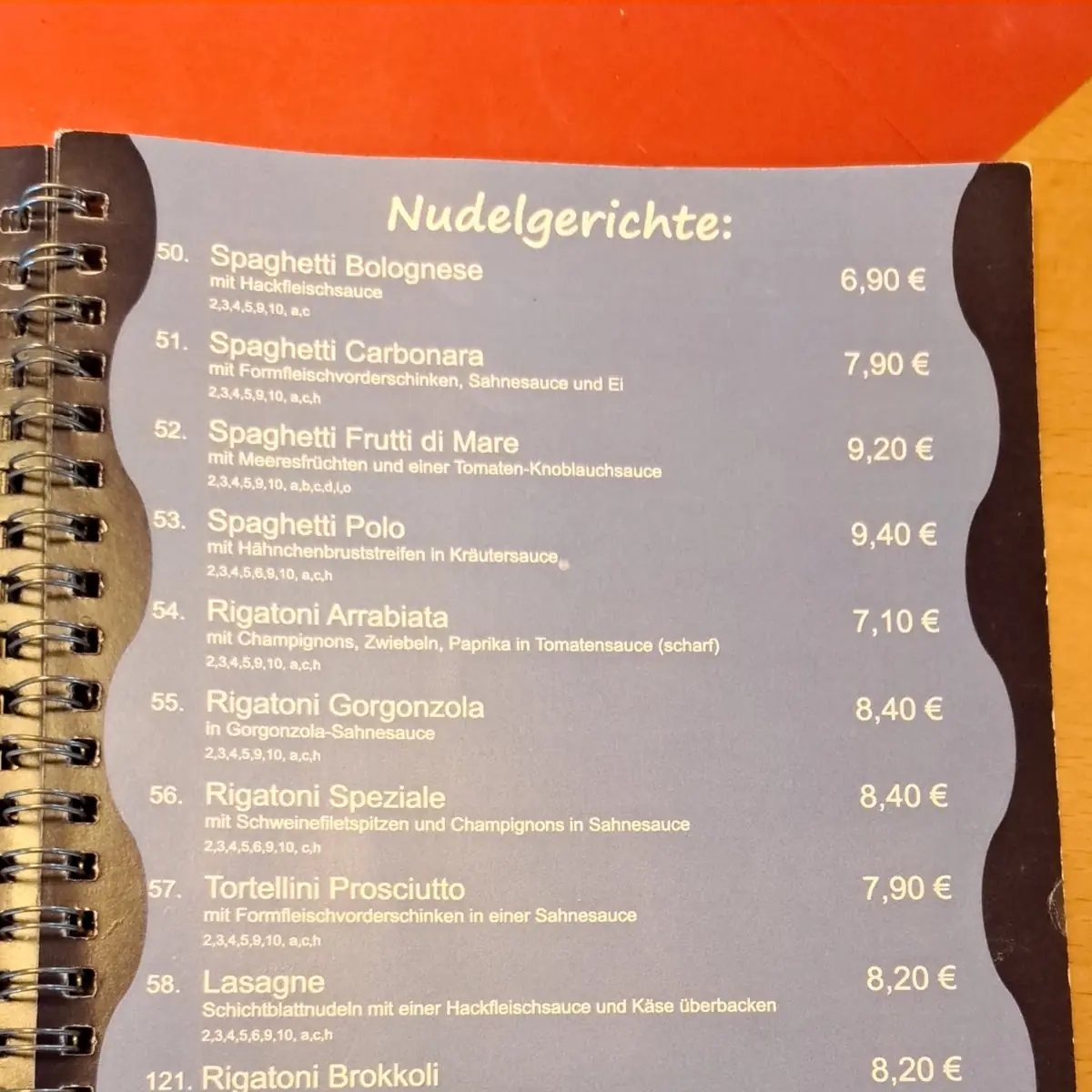 Speisekarte, Rasthaus Bad Hersfeld