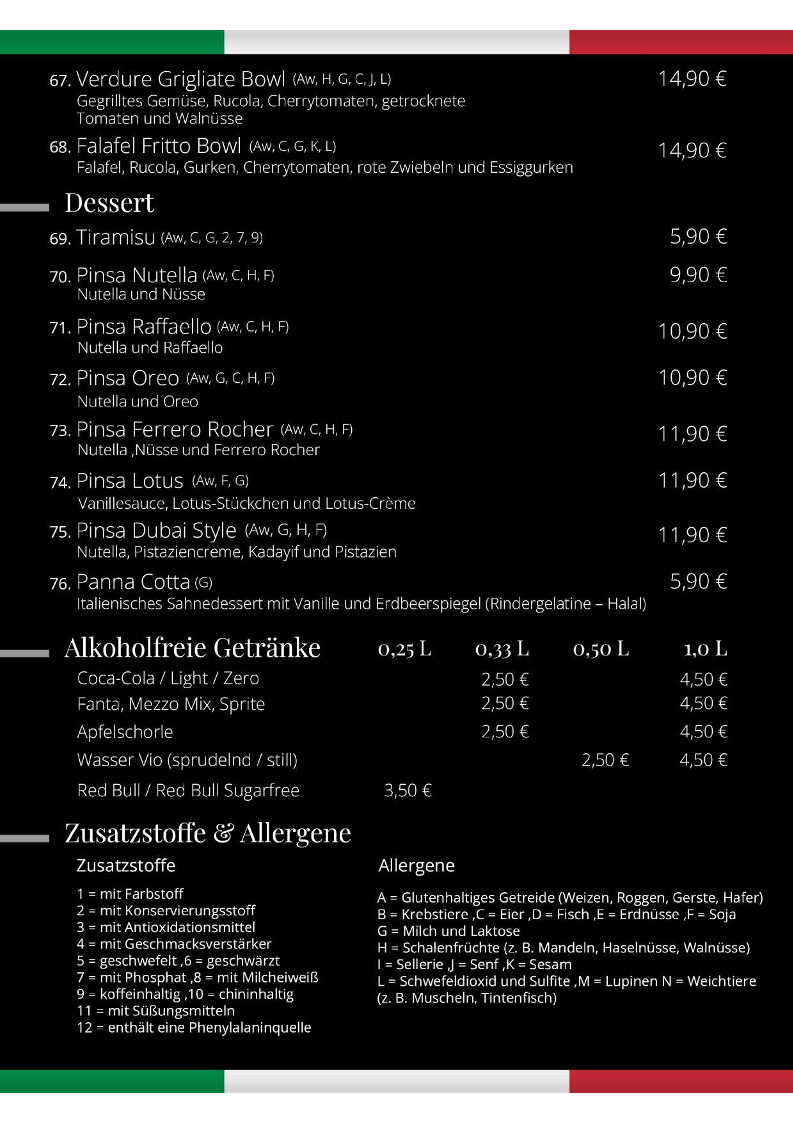 Speisekarte, La Vespetta