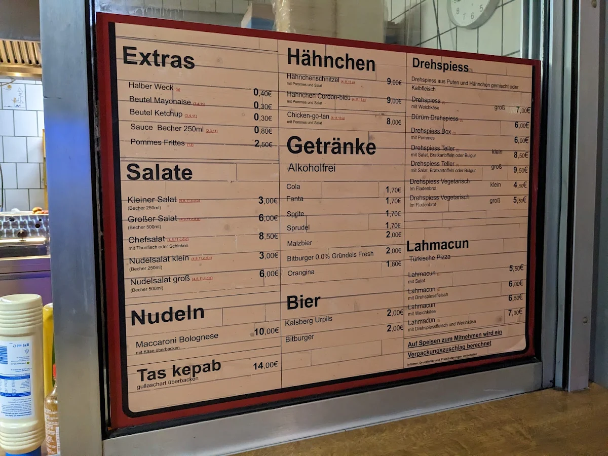 Speisekarte, Imbıss zum Isi