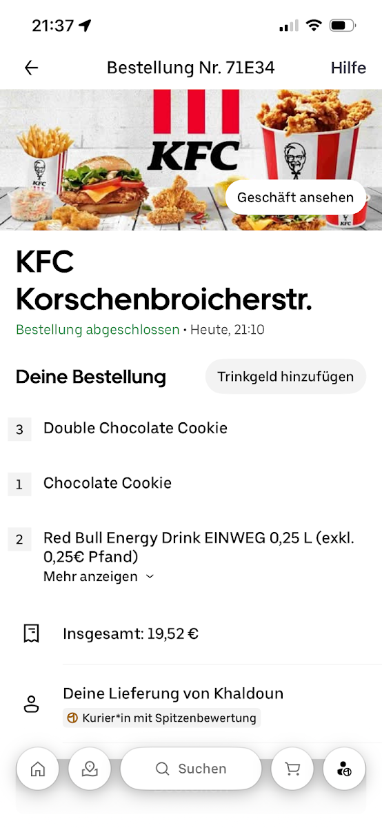 Speisekarte, Kentucky Fried Chicken