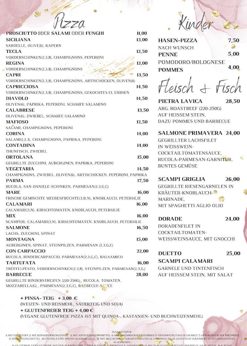 Speisekarte, Griechisches Restaurant Filoxenia