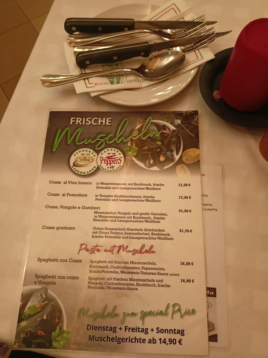 Speisekarte, Pizzeria Al Camino
