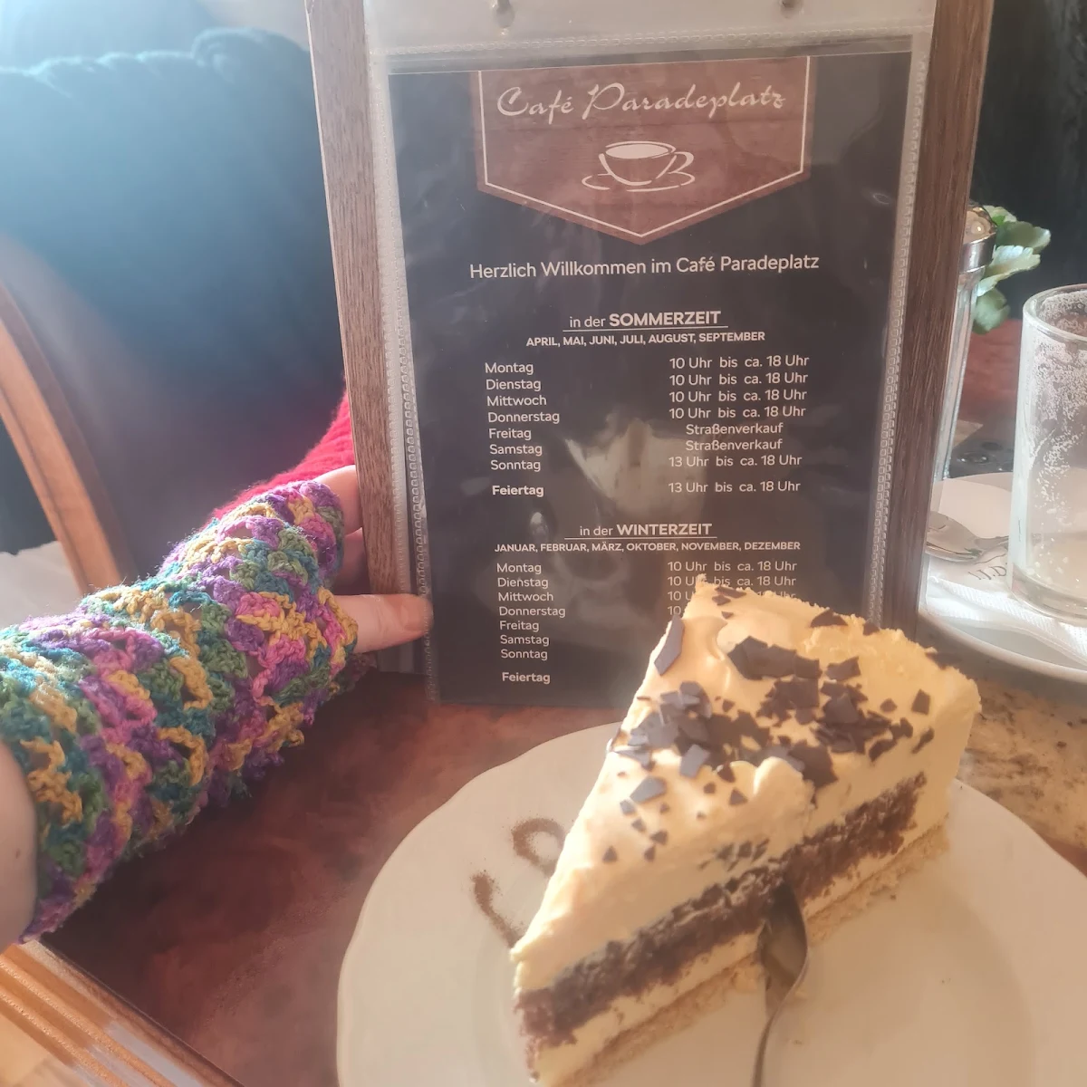 Speisekarte, Café Paradeplatz