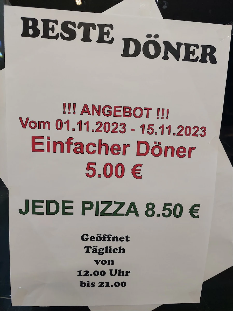 Speisekarte, Beste Döner